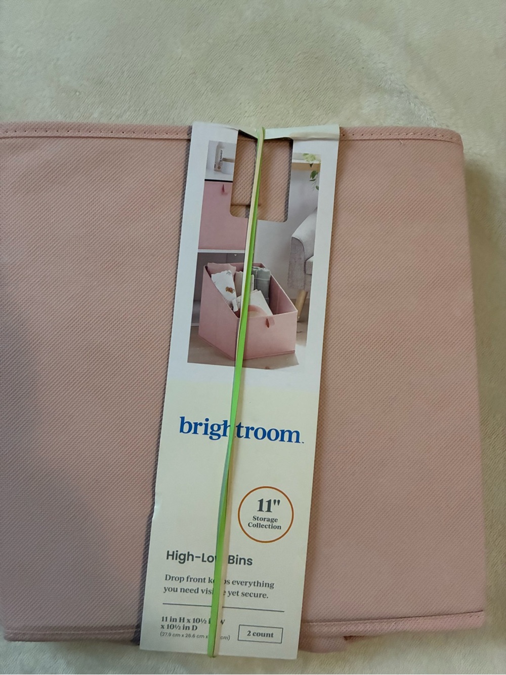 brightroom Pink High-Low Fabric Storage Bin - 2 Pack